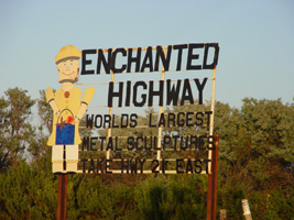 enchanted highway north dakota sign trip offbeat folk roadside hwy